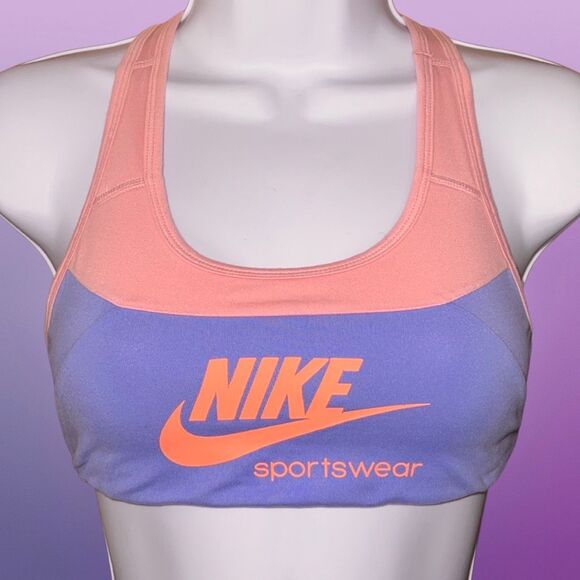 Nike Girls Sport Top Blue/Pink Racerback Pullover Dri-Fit Logo Size Medium - Picture 1 of 5